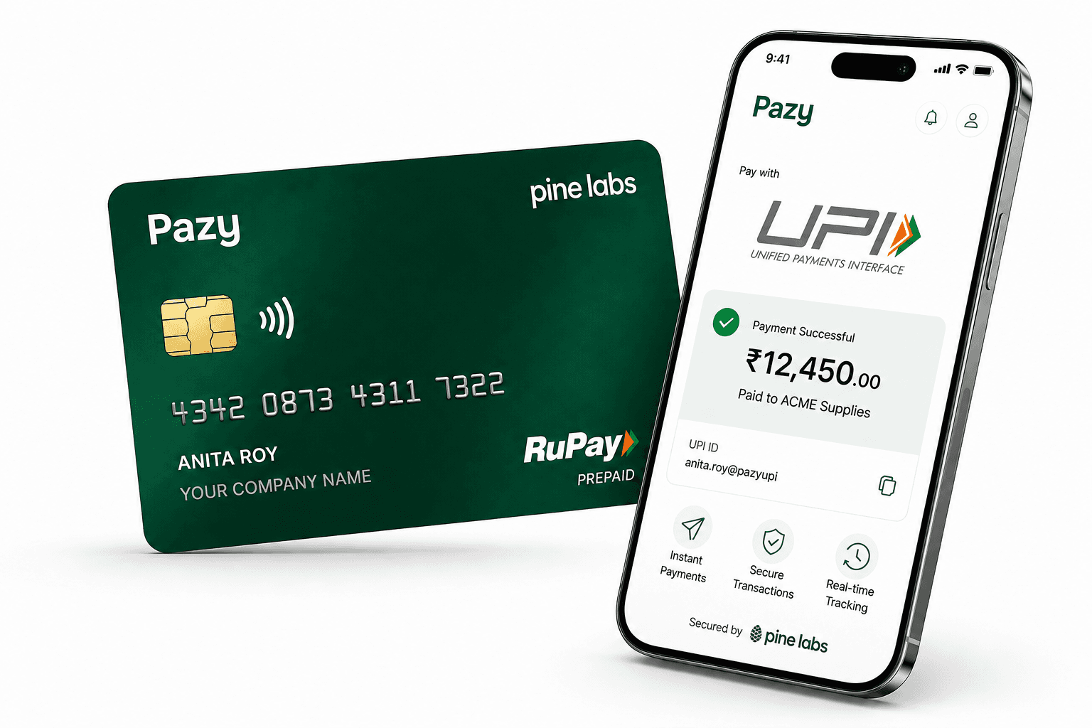 Pazy corporate card RuPay prepaid powered by Pine Labs