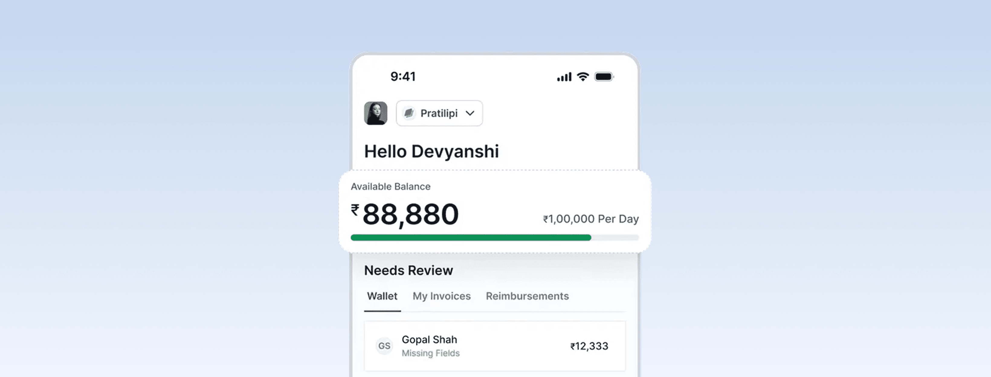 Pazy mobile app showing wallet balance and items to review